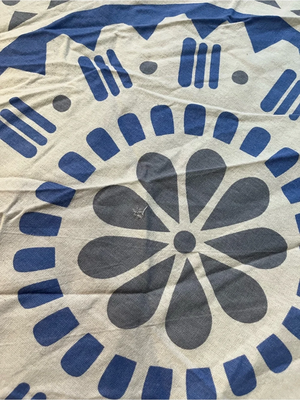 Gypsy 05 Blue and Gray Round Mandala Tapestry